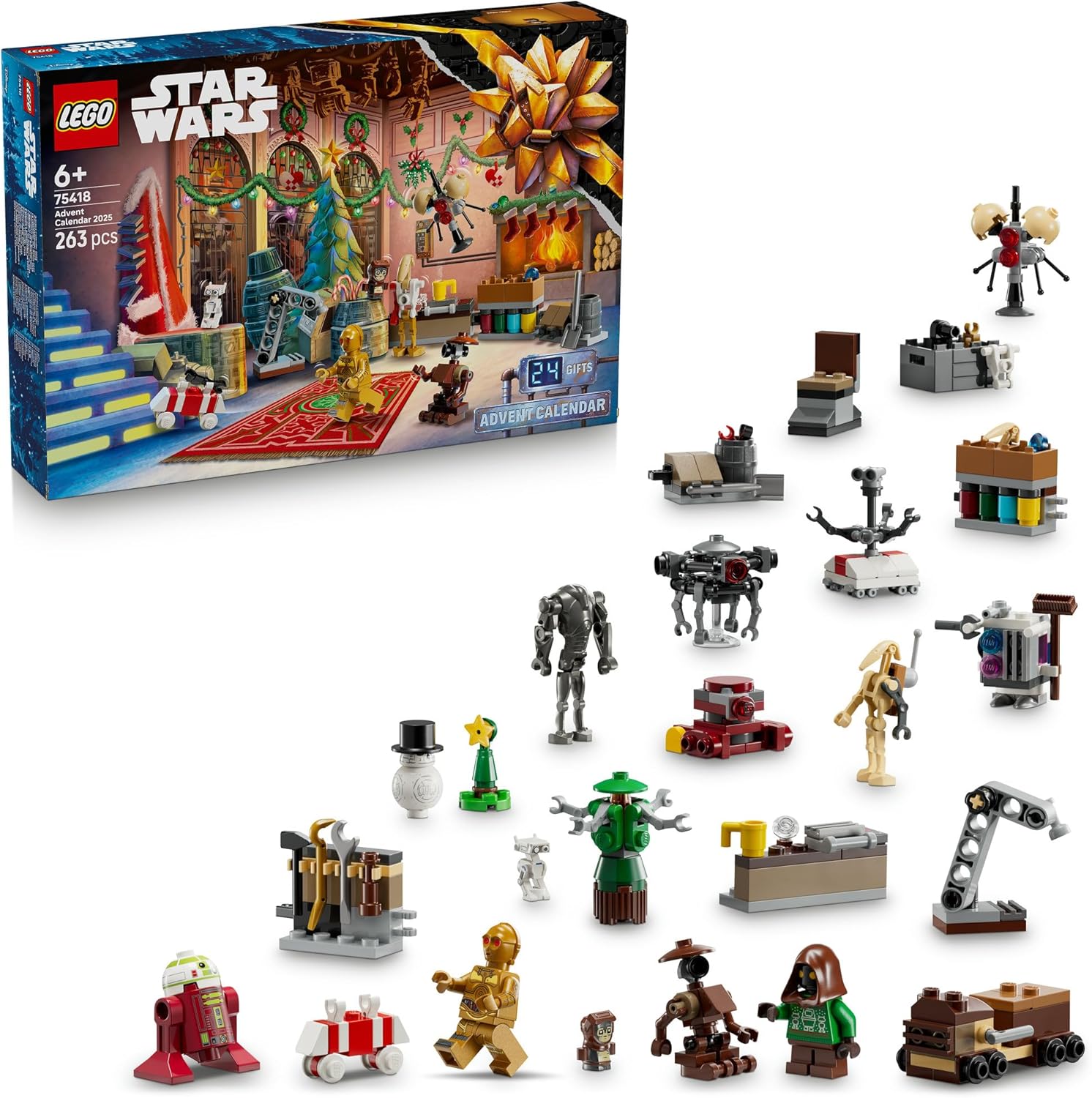 ® Star Wars™ Advent Calendar 2025 75418 Toy Set for Kids, Unique Mini Build Toys, Iconic Characters, Buildable Vehicle, Christmas Holiday Present for Boys, Girls and Any Fan Aged 6 and Over