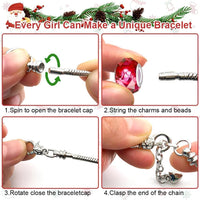 Christmas Advent Calendar Bracelets, Advent Calenda 2025 24 Days Christmas Countdown Calendar,Diy Jewelry Making Kit Christmas New Year Gift 22 Charm Beads 2 Bracelets (# D)