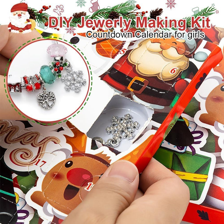 Christmas Advent Calendar Bracelets, Advent Calenda 2025 24 Days Christmas Countdown Calendar,Diy Jewelry Making Kit Christmas New Year Gift 22 Charm Beads 2 Bracelets (# D)